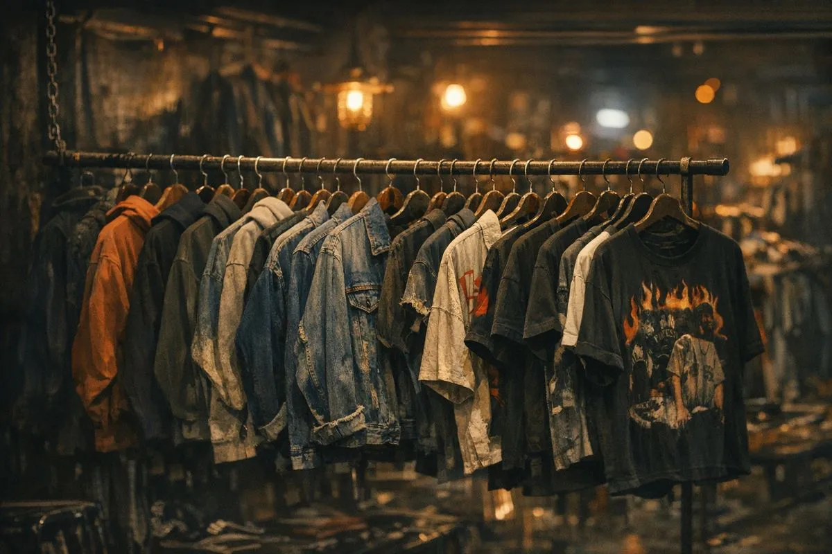 Rack đồ streetwear secondhand của TL Quần Áo Cũ